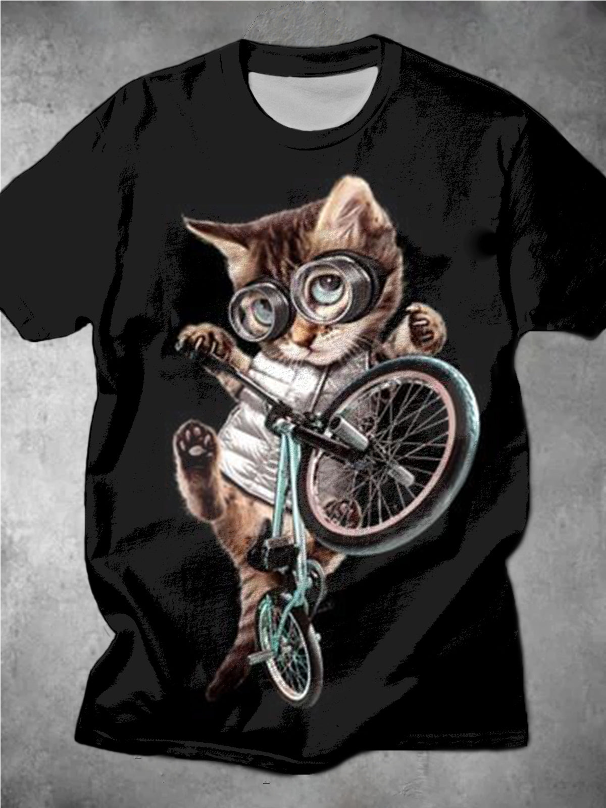 Cat Bicycle Men's Short Sleeve Round Neck T-Shirt