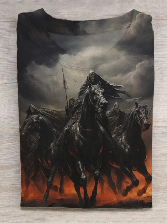 Halloween Reaper Dark Horse Round Neck Short Sleeve Men's T-Shirt