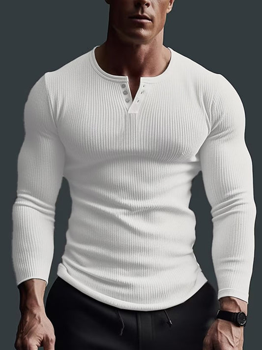 Casual Solid Color Fitness High Elastic Bottoming Shirt Men's T-shirt