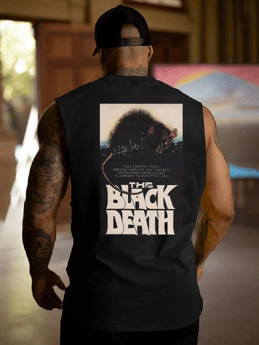 Black Death Back Print Casual Men's Sleeveless Vest