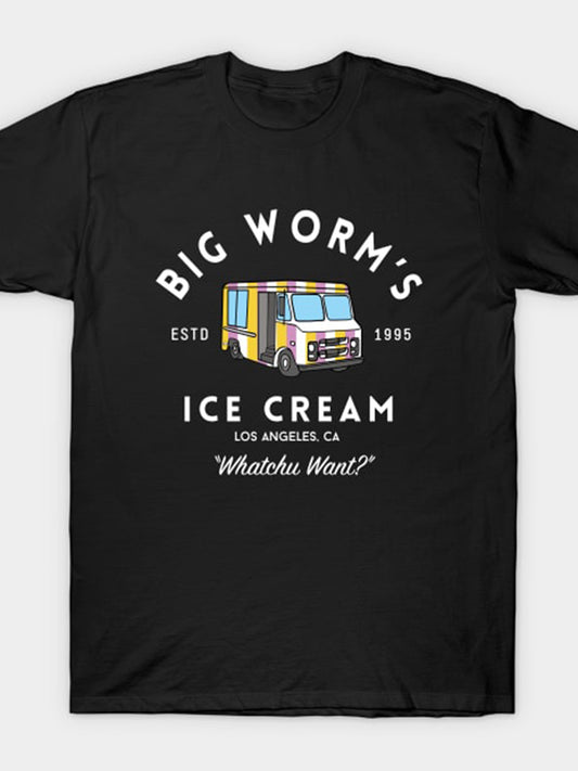 Big Worm's Ice Cream Cat Round Neck Short Sleeve Men's T-shirt