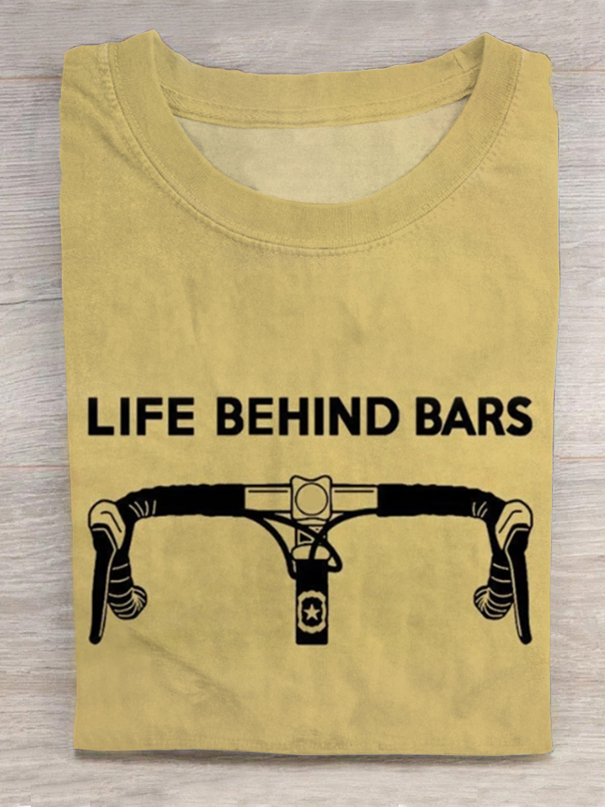 Life Behind Bars Cool Bike Funny Humor Print Round Neck Short Sleeve Men's T-shirt