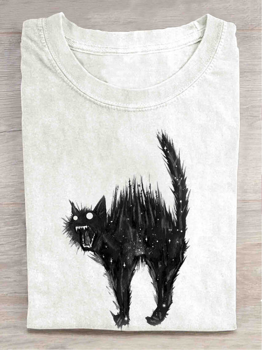 Cat Round Neck Short Sleeve Men's T-shirt