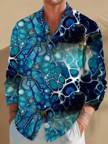 Abstract Long Sleeve Men's Shirts With Pocket