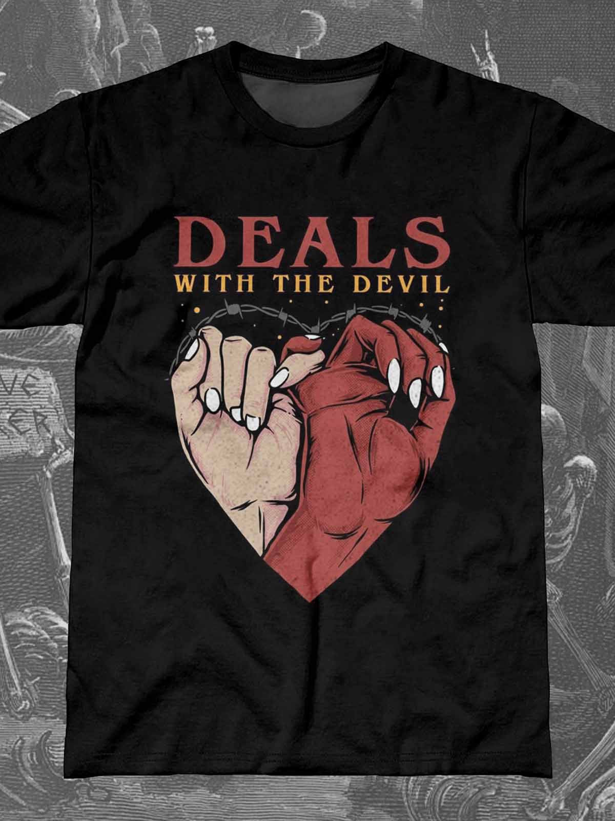 Men's Deal with the Devil Printed Crew Neck T-Shirt
