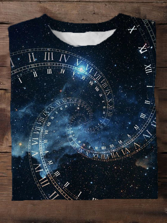 Time Vortex Starry Sky Print Men's Short-Sleeved T-Shirt