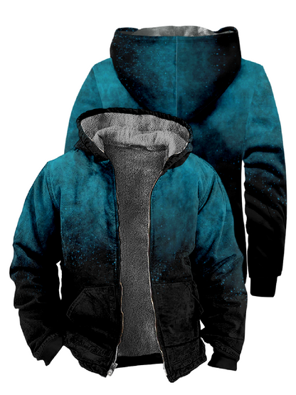 Casual Gradient Print Long Sleeve Hooded Zipper Men's Jacket