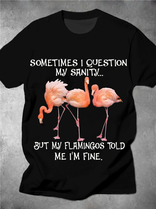 Flamingo Funny Word Round Neck Short Sleeve Men's T-shirt
