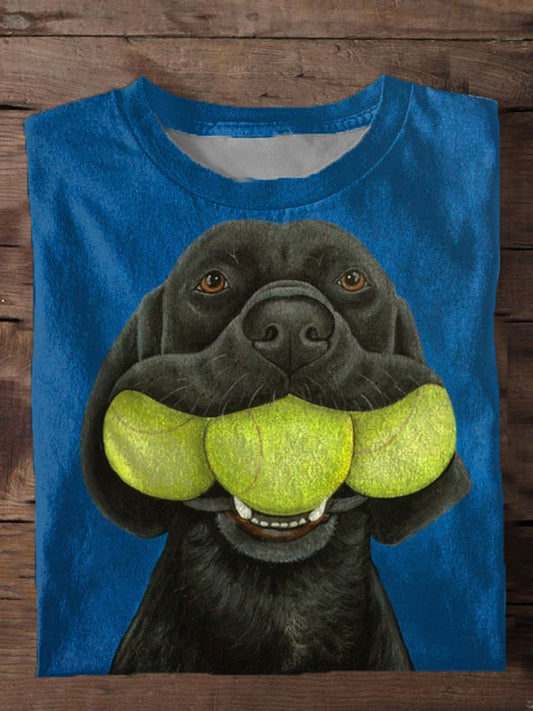 Tennis Puppy Print Short Sleeve Men's T-Shirt