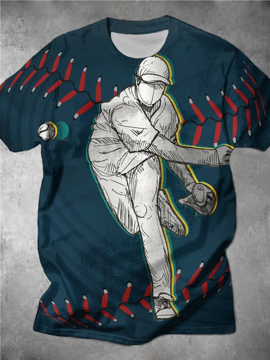 Personalized Baseball Casual Print Men's Short-Sleeved T-Shirt