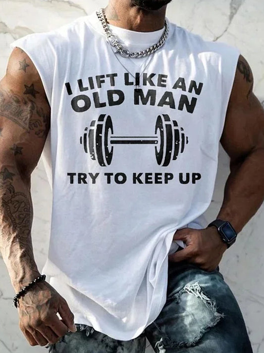 Fitness Muscular Man Slogan Printed Men's Vest