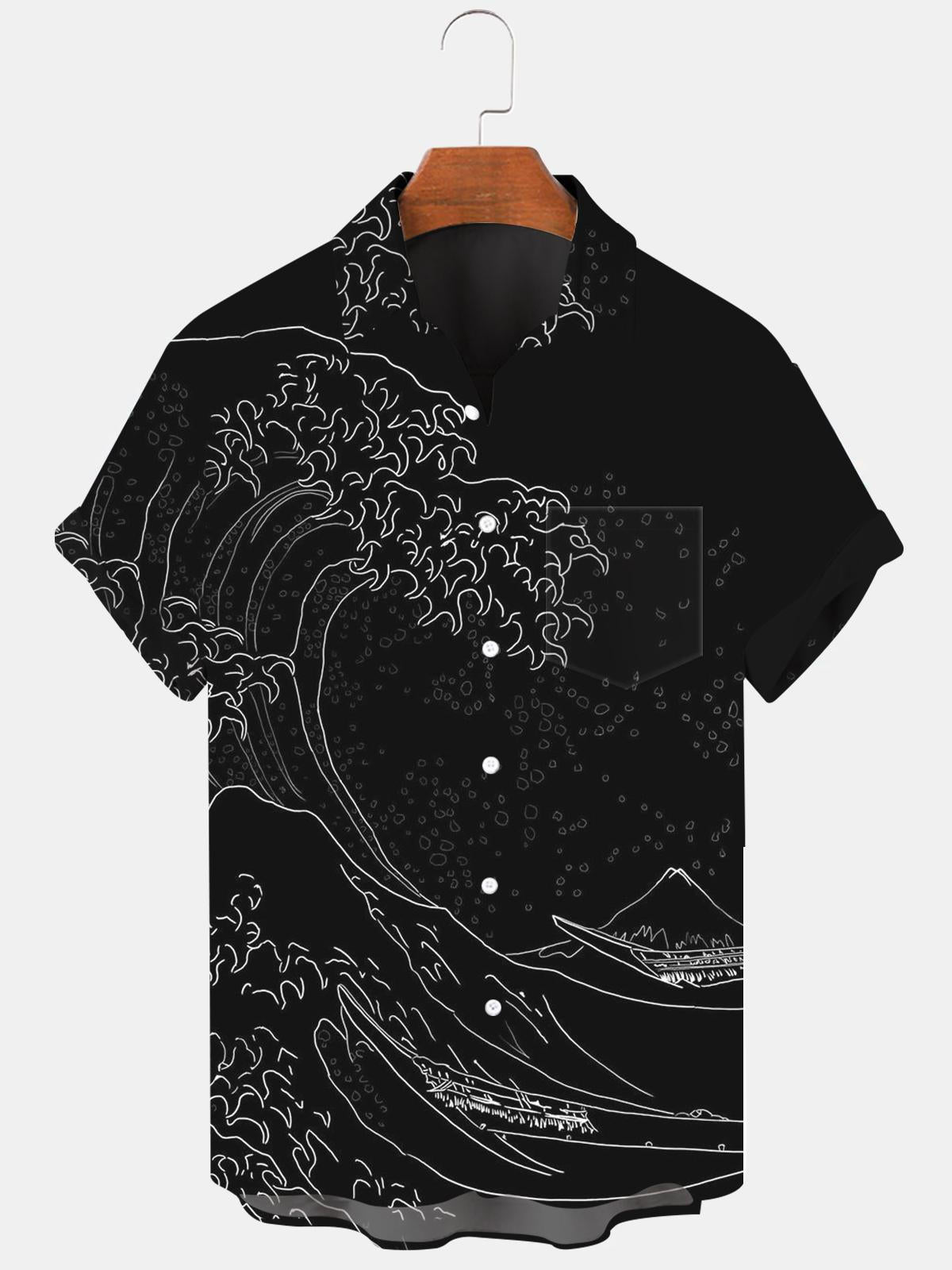 Sea Wave Men's Shirts With Pocket