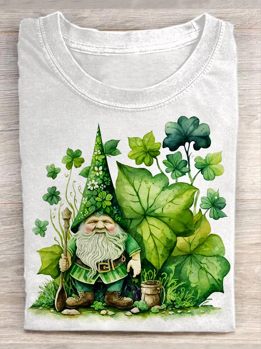 St. Pat's Day Gnome Casual Print Men's Short Sleeve Round Neck T-Shirt