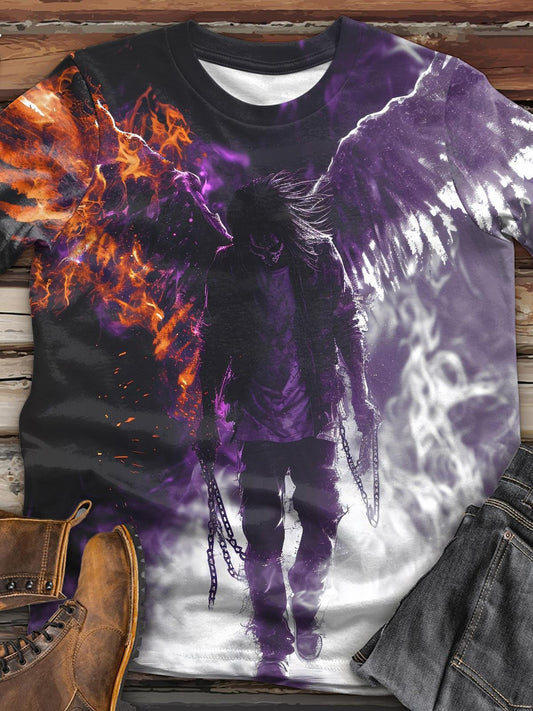 Dark Wings Skull Print Men's Short Sleeve T-Shirt