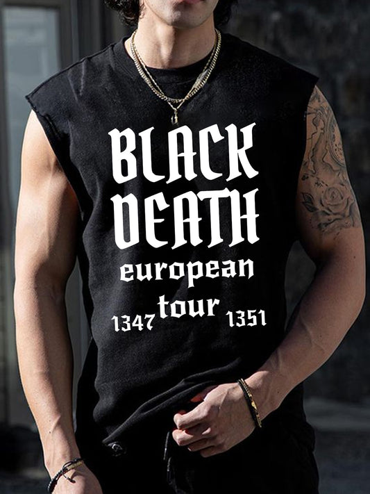 Black Death Lettering Print Men's Vest
