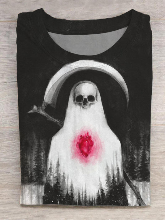 Halloween Skull Print Round Neck Short Sleeve Men's T-Shirt