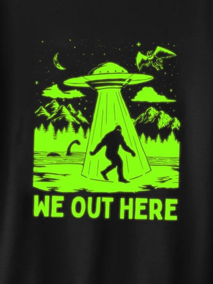 We Out Here Bigfoot UFO Crew Neck Long Sleeve Men's Top