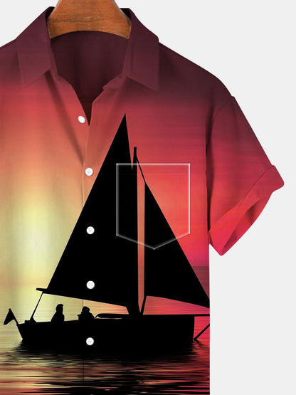 Boat Short Sleeve Men's Shirts With Pocket