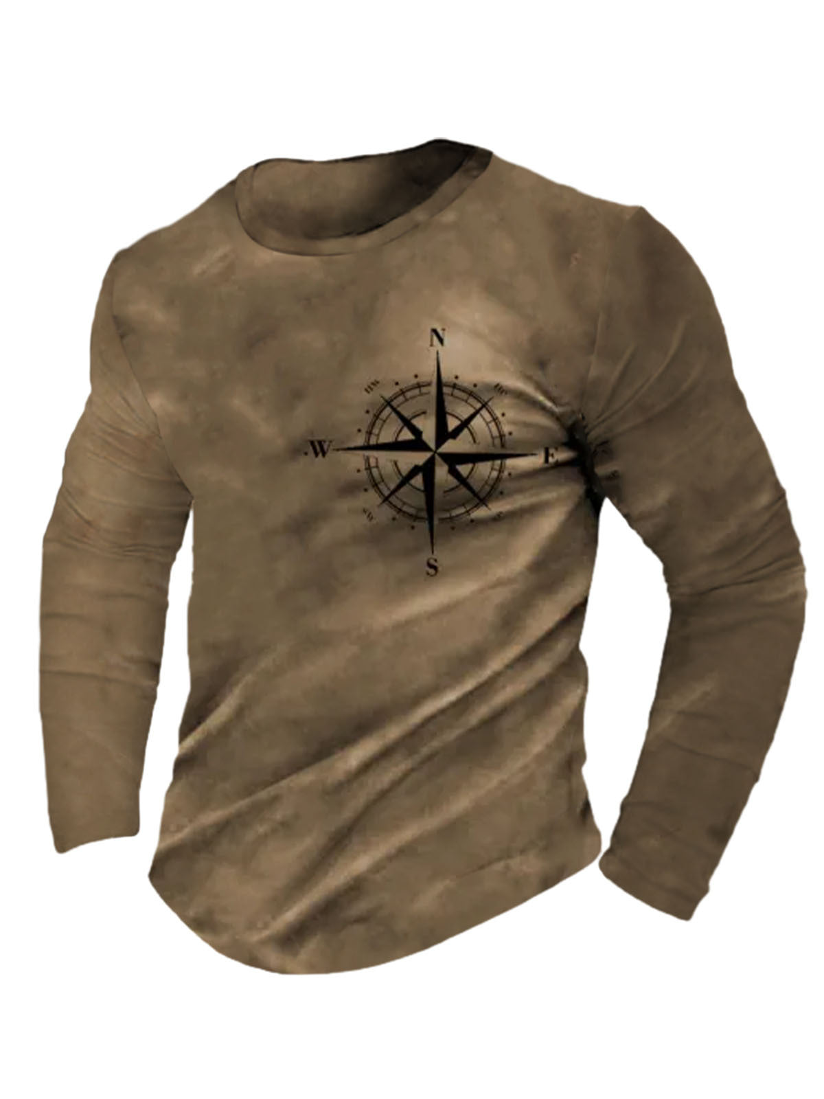 Men's Retro Nautical Print Crew Neck Long Sleeve Top