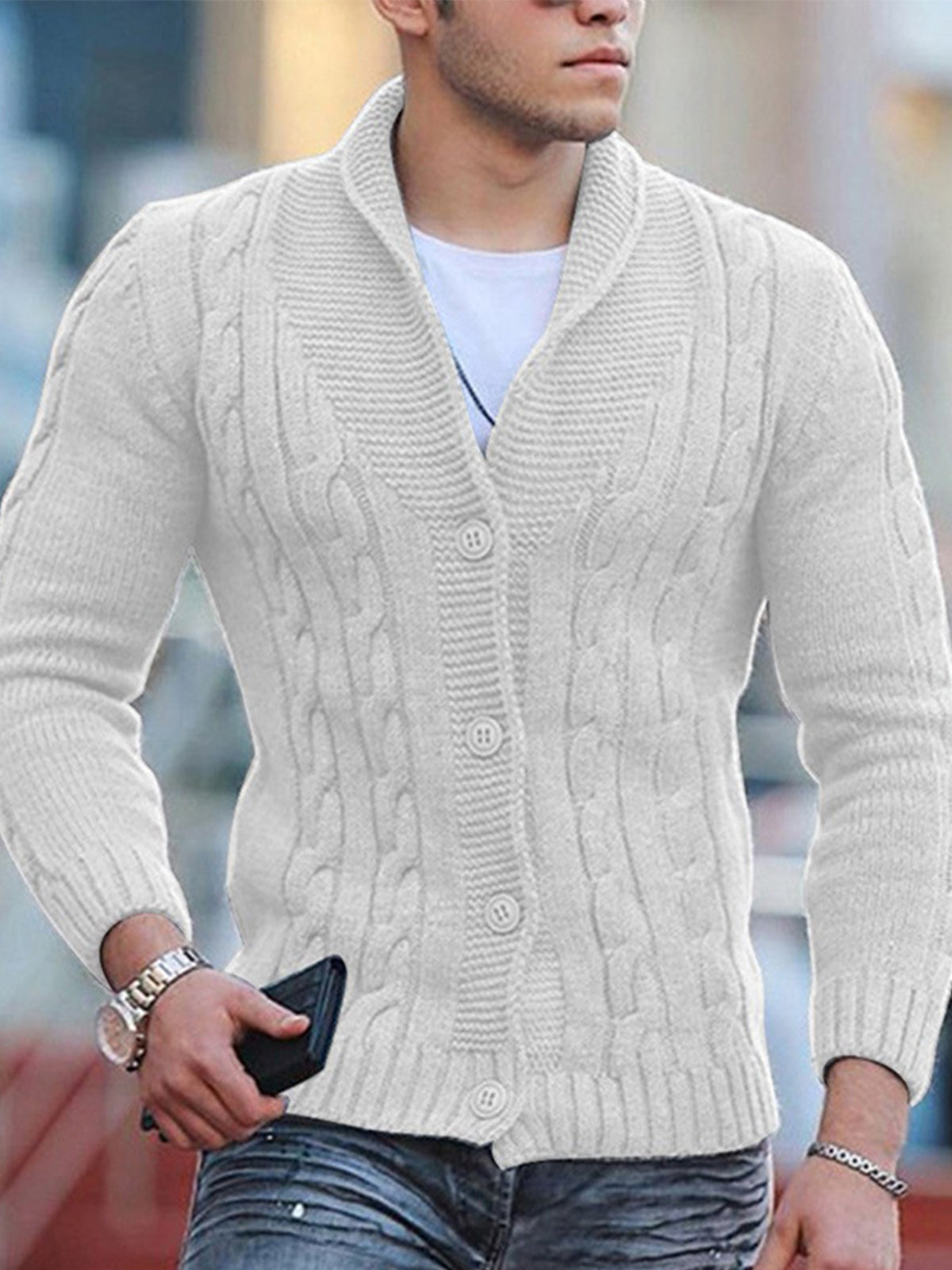 Casual Men's Sweater Knitted Cardigan Jacket