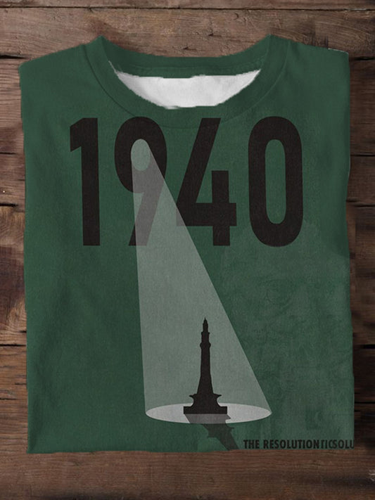 1940 Print Men's Round Neck T-Shirt