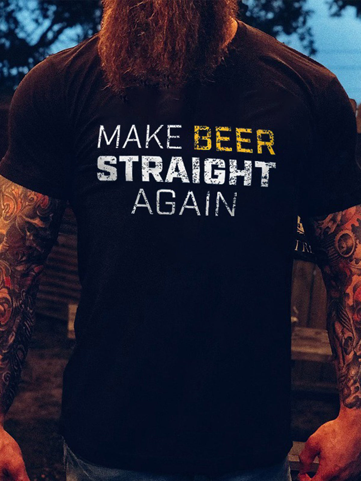Make Beer Straight Again Printed Round Neck Short Sleeve Men's T-shirt