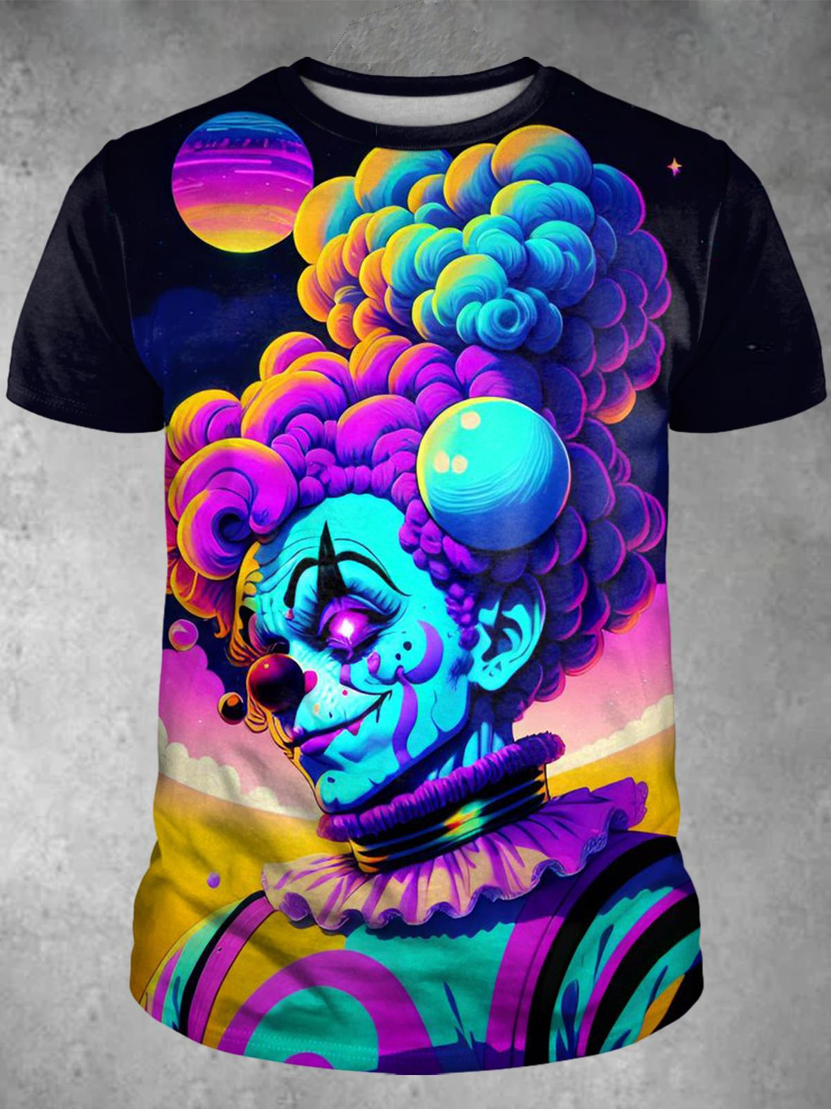 Clown Color Personalized Printed Round Neck Short-Sleeved Men's T-Shirt