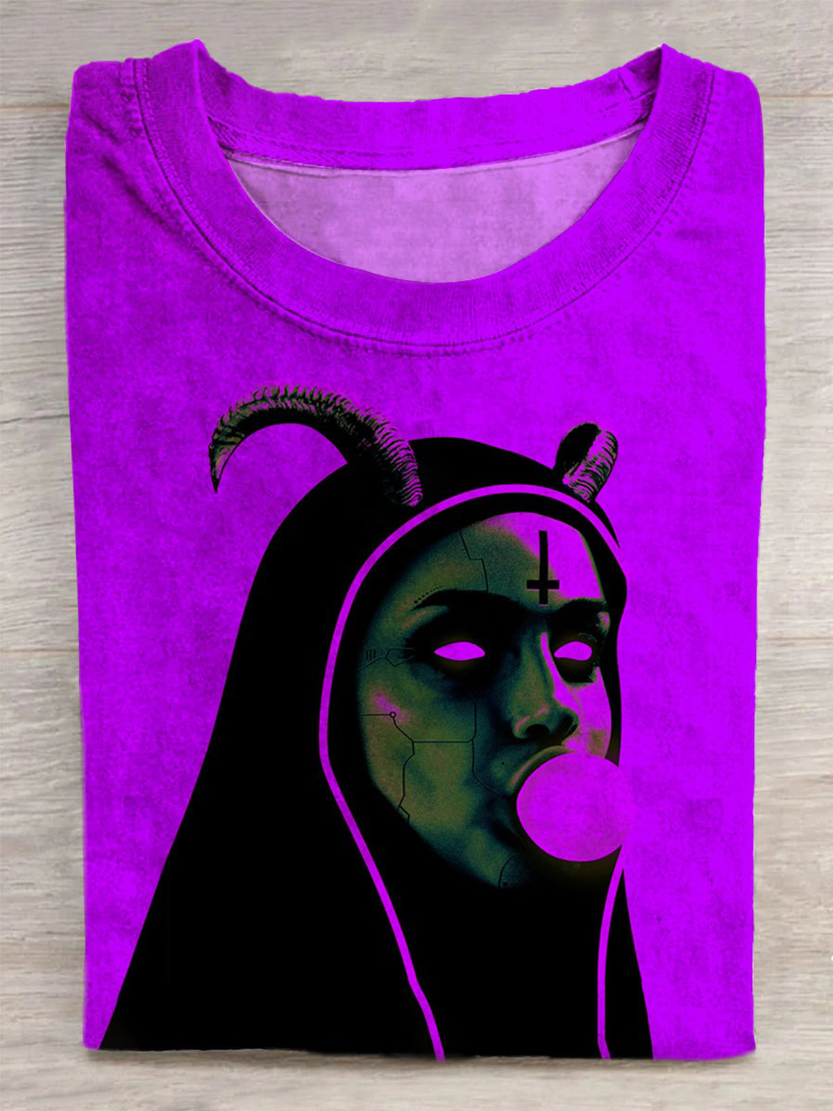 Gothic Nun Abstract Print Round Neck Short Sleeve Men's T-shirt