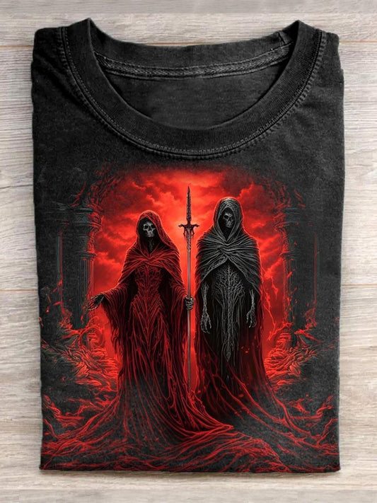 Halloween Grim Reaper Round Neck Short Sleeve Men's T-Shirt