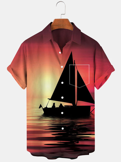 Boat Short Sleeve Men's Shirts With Pocket