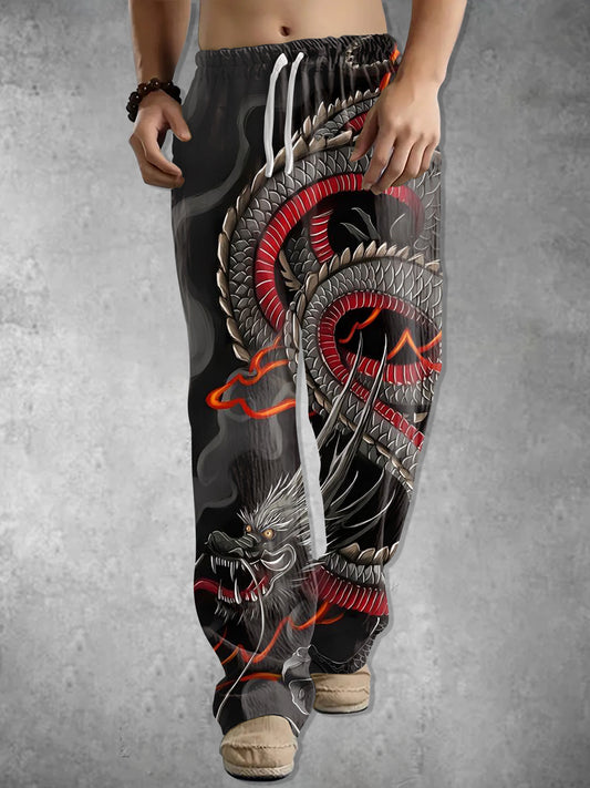 Personalized Dark Dragon Print Men's Trousers