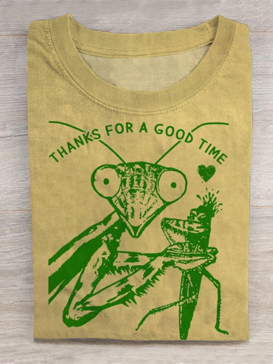 Fun Weird Mantis print Round Neck Short Sleeve Men's T-shirt