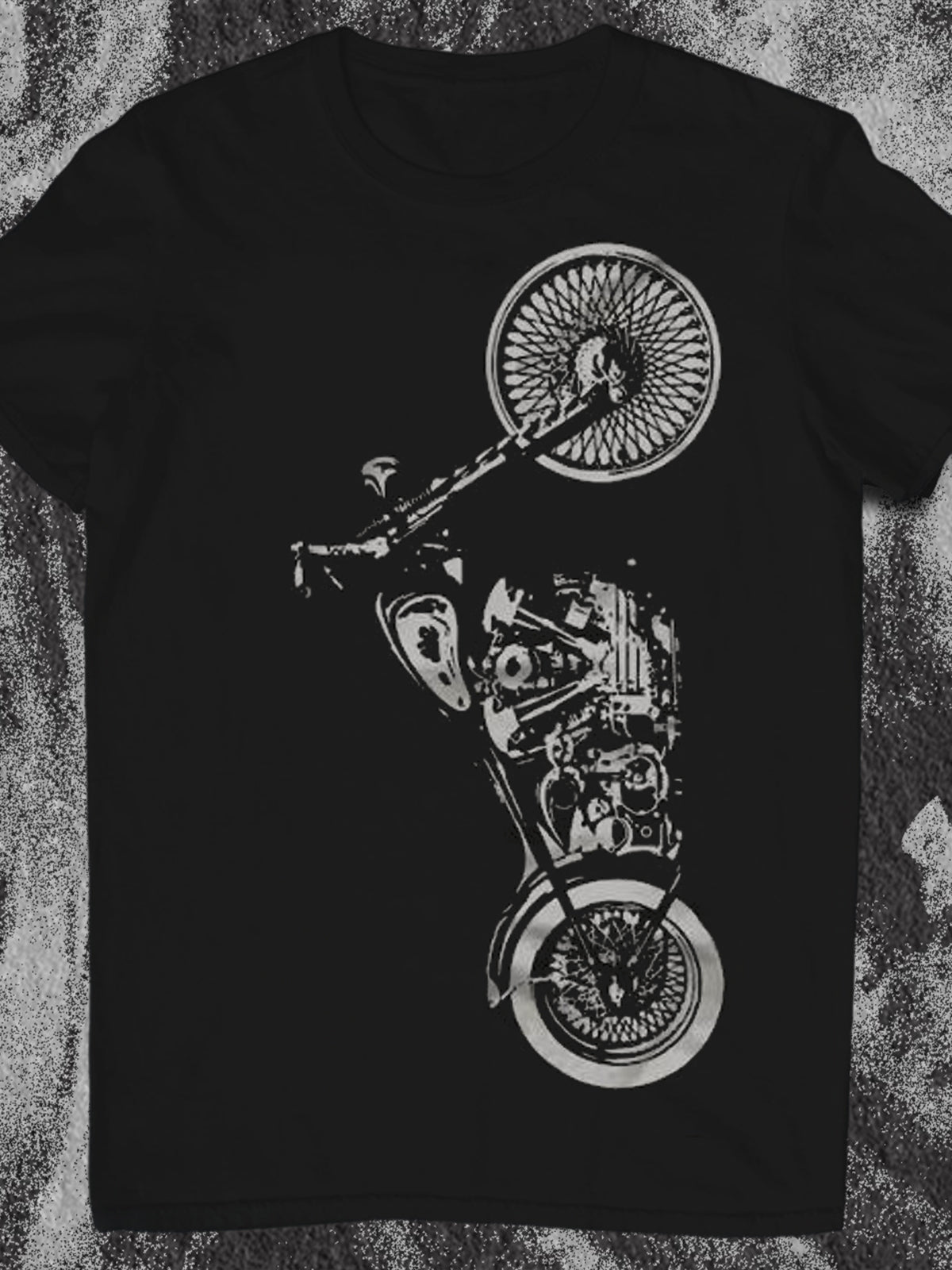 Cool Motorcycle Print Round Neck Short Sleeve Men's T-shirt