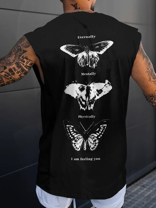 Butterfly Simple Back Print Men's Sleeveless Vest