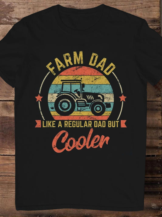 Farm Dad Text Print Round Neck Short Sleeve Men's T-shirt