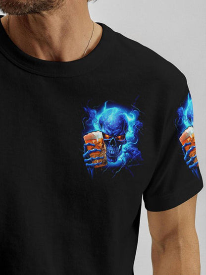 DRINK WITH YOU AGAIN Halloween Skull Round Neck Short Sleeve Men's T-shirt
