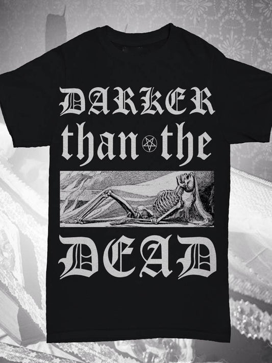 Dark Skull Slogan Print Men's Short-Sleeved Round Neck T-Shirt