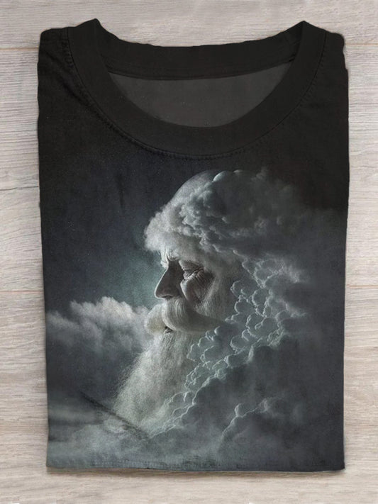 Santa Claus Print Round Neck Short Sleeve Men's T-shirt