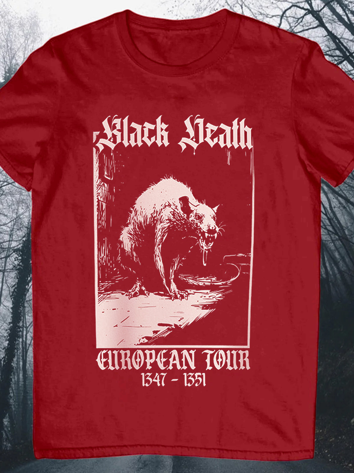 Black Death Medieval Rat Round Neck Short Sleeve Men's T-shirt