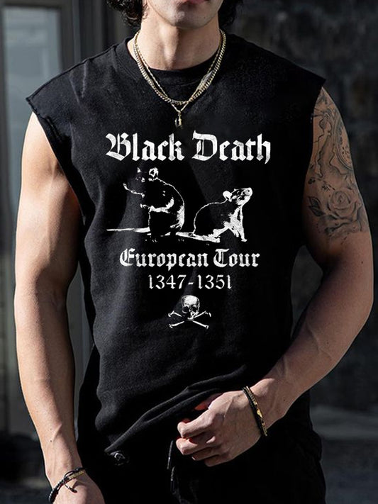Dark Plague Rat Print Sleeveless Tank Top for Men