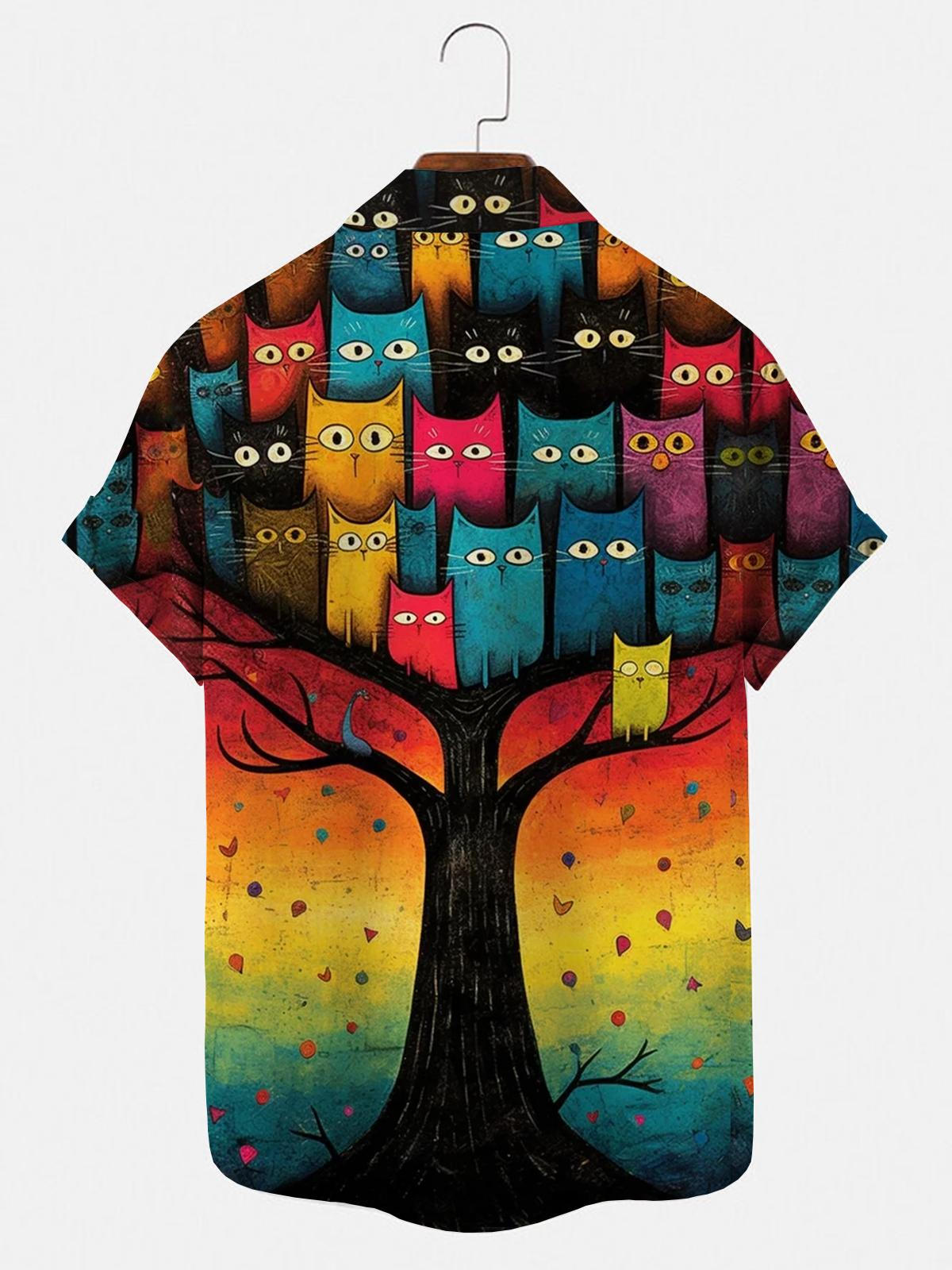 Cat Tree Men's Shirts With Pocket