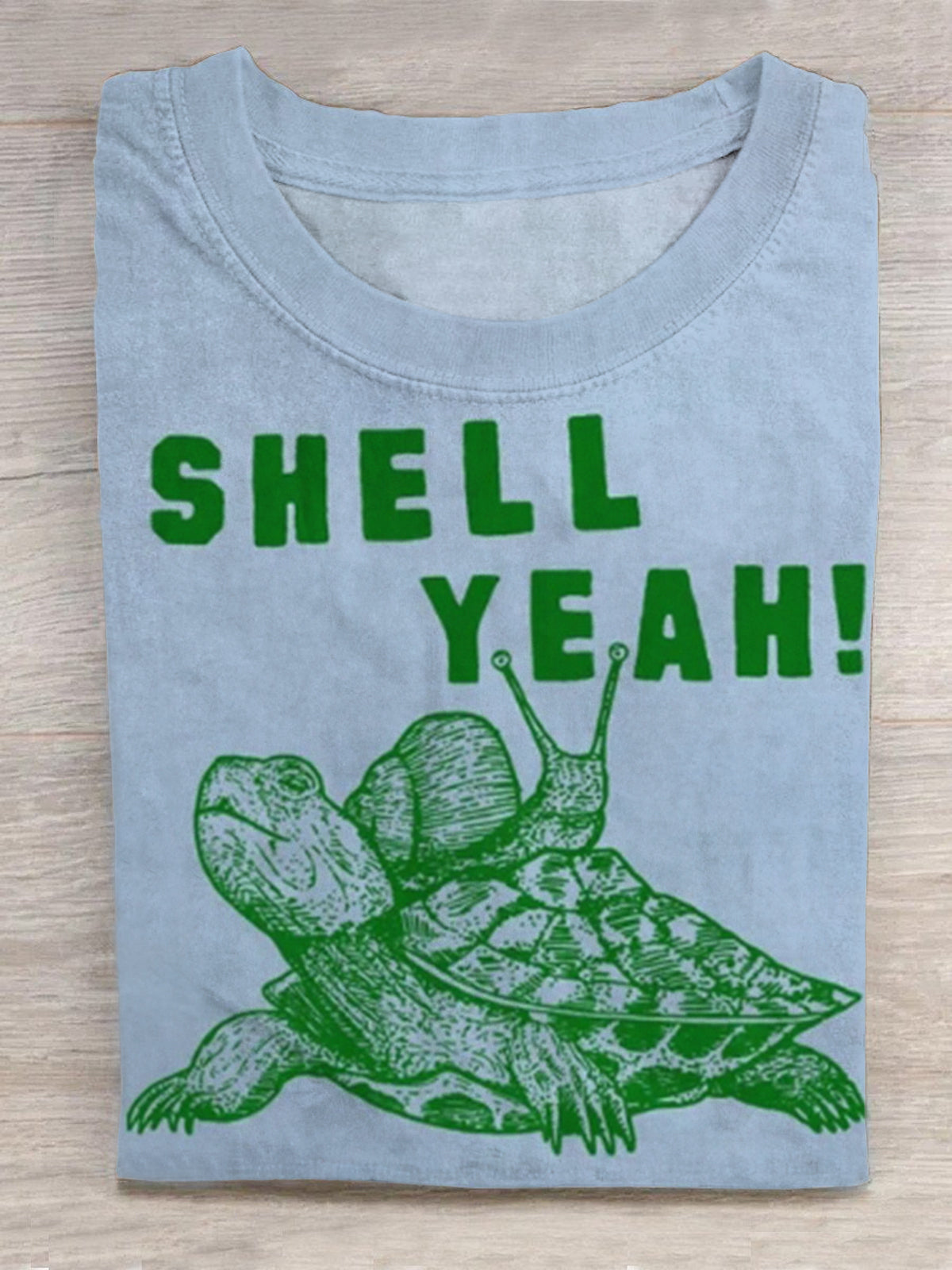 Shell Yeah Turtle Print Round Neck Short Sleeve Men's T-shirt