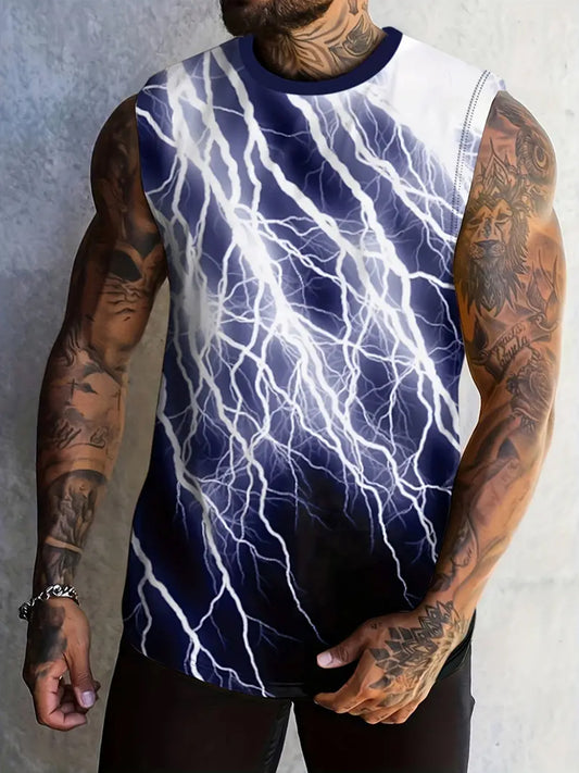 Personalized Lightning Print Men's Sleeveless Casual Vest