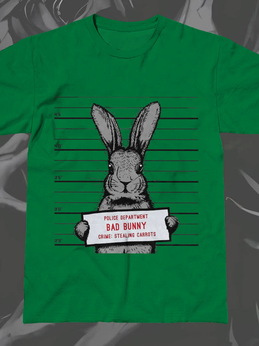 Easter Bad Bunny Mug Shot Crime Round Neck Short Sleeve Men's T-shirt