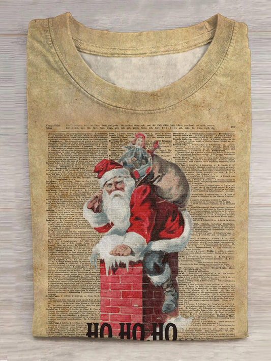 Santa Claus Print Round Neck Short Sleeve Men's T-shirt