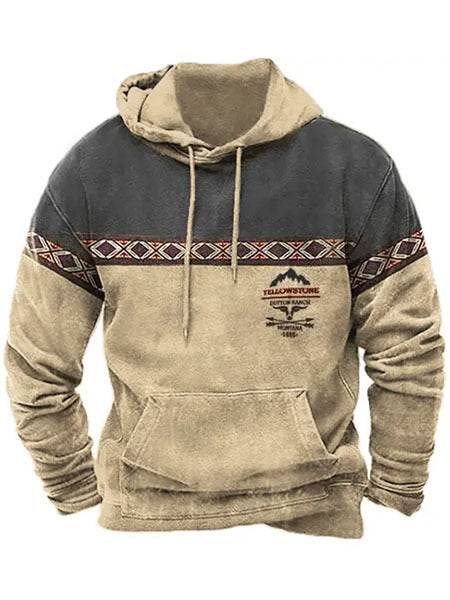 Men's Vintage Yellowstone Ethnic Pattern Hooded Sweatshirt