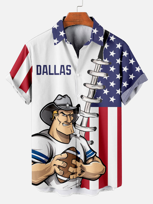 American Football Print Short Sleeve Men's Shirts