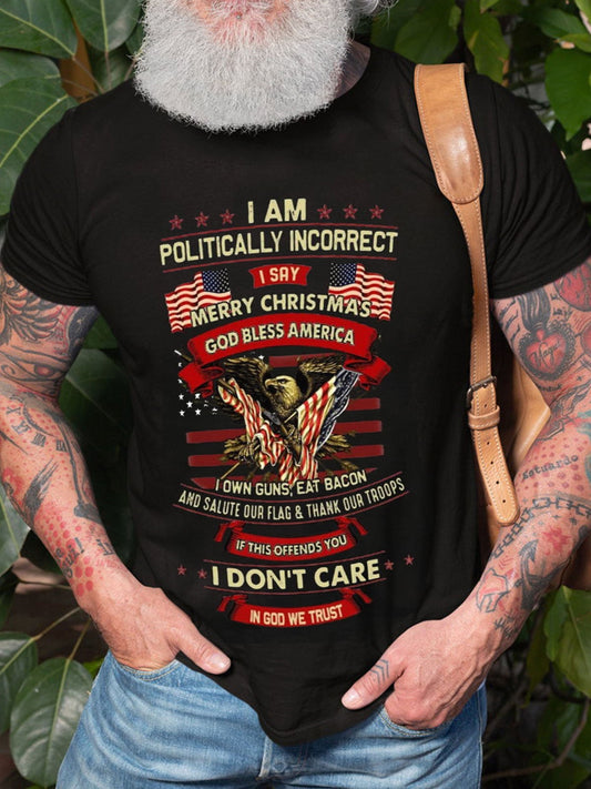 I Say Merry Christmas God Bless America Round Neck Short Sleeve Men's T-shirt