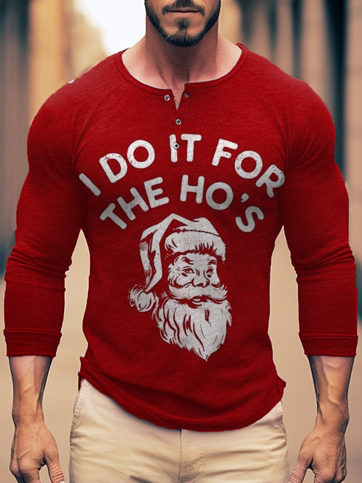 Christmas Slogan Santa Claus Contrasting Print Long Sleeved Top