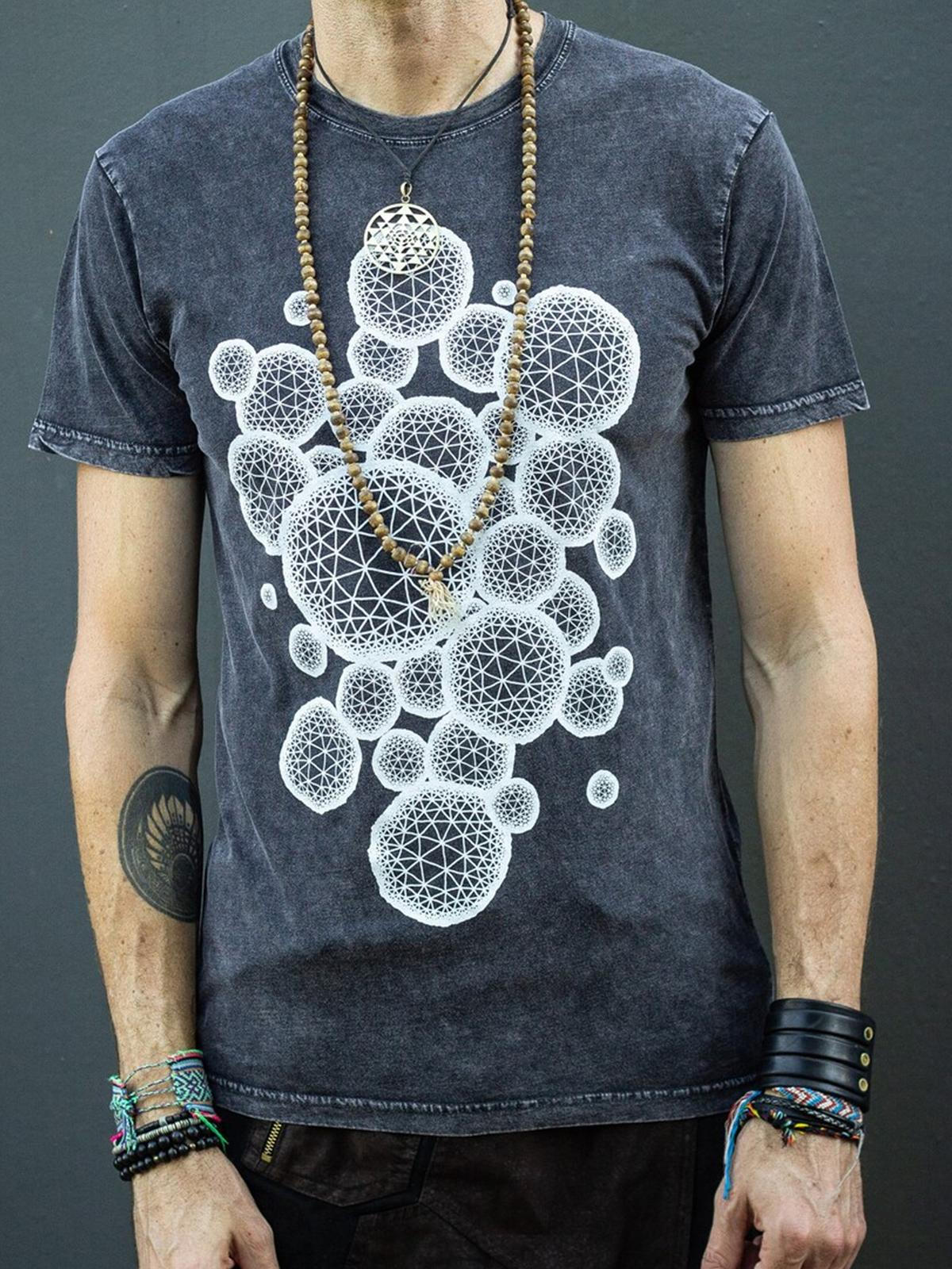 Bacteria Print Distressed Men's Short Sleeve Crew Neck T-Shirt